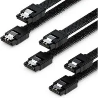 deleyCON deleyCON 3x 30cm SATA 3 Kabel Nylon Set 6 Gbit/s 2 L-Stecker Gerade Computer-Kabel