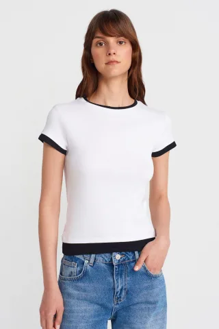 Damen Slim Fit Baumwolle Rundhals T-Shirt