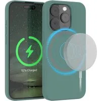 EAZY CASE Handyhülle Silikonhülle mit MagSafe für Apple iPhone 15 Pro 6,1 Zoll, Smart Slimcover Displayschutz Handycover Hülle mit MagSafe Dunkelgrün