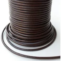 Auroris Bastelnaturmaterial 25m Rolle Lederband rund Durchmesser 2mm Farbe wählbar, Lederschnur Lederriemen