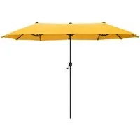 PHI VILLA Sonnenschirm, Balkon Rechteckig Groß Balkonschirm Garten Gartenschirm mit Kurbel UV Schutz Parasol Windfest, Mit der rostfreien Stahlstange und 12 Stahlrippen
