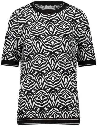 GERRY WEBER Collection - Gemustertes Halbarmshirt schwarz - Gr. - 38