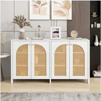Celya Sideboard Modernes Sideboard im minimalistischen Stil 4-Rattantür (für Esszimmer, Wohnzimmer, Küche), Metallgriff einfaches Buffetschrank