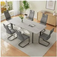 Jiexi Essgruppe Essgruppe Tisch Ausziehbar 160-200cm Esstisch Mit 6-8 Stühlen Set