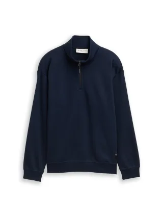 Denim Tom Tailor - Troyer Sweatshirt mit Logo-Badge sky captain blue - Gr. - S