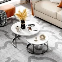 STILVORA Couchtisch Wohnzimmertisch Satztisch stapelbarer Beistelltisch mit Bodenschutz (elegantem Design, 2-St., Stabiler Eisenrahmen & leicht zu reinigende MDF-Tischplatte), Ideal für Wohnzimmer & Büro, Platzsparendes stapelbares Design