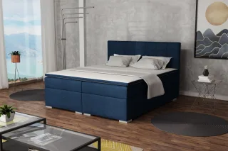 Boxspringbett Schlafzimmerbett FARUK 200x200cm Stoff Aragon Blau