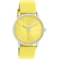 OOZOO Quarzuhr Oozoo Damen Armbanduhr gelb Analog, (Analoguhr), Damenuhr rund, mittel (ca. 36mm) Lederarmband, Casual-Style