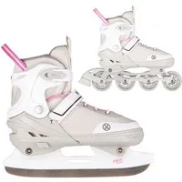 NILS EXTREME Inlineskates 2-IN-1 Inliner Schlittschuhe Rollschuhe Eishockey, verstellbare Größe, Rollen gegen Kufen austauschbar