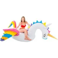 DIDAK POOL Luftmatratze XXL Schwimmtier Regenbogen Einhorn 250 x 200 x 12