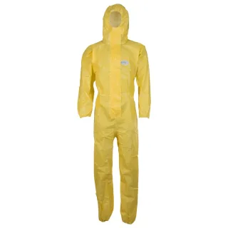 Dönges Chemieschutzoverall Typ 3/4/5/6, Größe XL, gelb , Größe:XL, Farbe:gelb