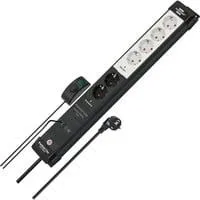 Premium-Line Comfort Switch Plus Steckdosenleiste 6-fach, 2x permanent schwarz/hellgrau, 3 Meter Kabel, mit Hand-/Fußschalter