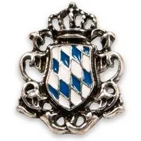 Alpenflüstern Trachtenweste Ansteck-Pin - WAPPEN BLAU-WEISS - silber antik