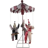 Horror-Shop Dekoobjekt Horrorclown Karussell Halloween Animatronic mit Be