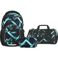 coocazoo Schulranzen Schulrucksack-Set, BYTE Laser Lights 3-teilig (3-teilig), für digitale Schule, ergonomisch, Easy-Grow-System