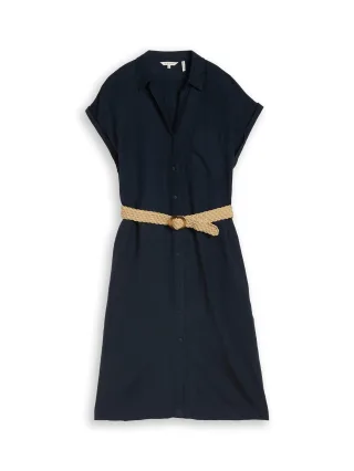 Tom Tailor - Loose Fit Midi-Kleid mit Gürtel sky captain blue - Gr. - 42
