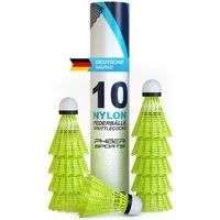 PHIBER-SPORTS Badmintonball PHIBER-SPORTS Federbälle Badminton Bälle - Perfekte Spieleigenschaften (Ideal für Anfänger, Familien und Profis - Federball Bälle Speed - Für draußen & drinnen - Gelb [10 Stück], 10-St)