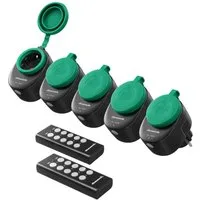 DEWENWILS Funksteckdose mit Fernbedienung, Außen, max. 3680 W, 5-St., Funkstecker für Feiertagsdeko, 30 M Reichweite