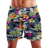 King Kameha Badeshorts Flamingos Funky Hawaii Bade-Shorts Mesh-Einsatz Verschluss Kordelzug Mit integriertem Mesh-Innenslip für extra Komfort