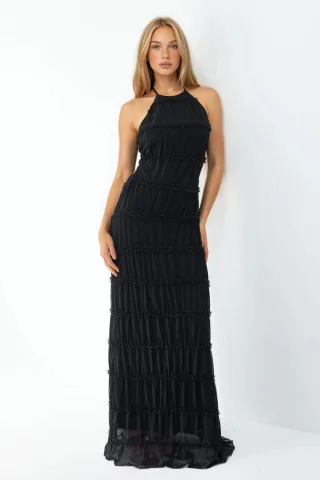 Halterneck Texturiertes Maxikleid