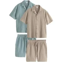 Next Shirt & Shorts 2er-Pack Schlafanzüge mit kurzen Ärmeln, Mulltuch (4-tlg)