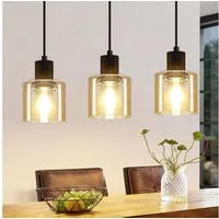 Nettlife Pendelleuchte Esstisch Vintage E27 Schwarz 1/3 Flammig Glas Industrial Hängeleuchte, Höhenverstellbar, ohne Leuchtmittel, Pendellampe für Wohnzimmer Hotel Büro