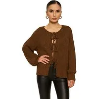 Worldclassca Cardigan WORLDCLASSCA Damen Cardigan Oversize Strickjacke mit Schleife Fashion Neue Kollektion - Stilvolle und gemütliche Strickmode für Damen