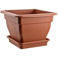 Teterower Kunststoffe GmbH & Co. KG Pflanzkübel Pflanzgefäß Blumentopf 18/33/70 Liter Wasserspeicher und Untersetzer