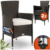 Casaria Gartenstuhl (2 St), Polyrattan 2er Set Stapelbar 7cm Auflagen 160kg Belastbarkeit