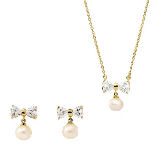 Orphelia 'Sparkle' Damen 925 Sterling Silber Set: Kettenanhänger + Ohrringe - Gold SET-7512