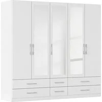 rauch Kleiderschrank Schrank Garderobe Wäscheschrank HERSBRUCK in 2 Breiten (Breiten: 226 oder 271 cm, Höhe 210 cm) mit 6 großzügigen Schubladen sowie Spiegeltüren MADE IN GERMANY