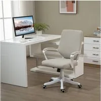 Vinsetto Schreibtischstuhl Bürostuhl höhenverstellbarer Drehstuhl Wippfunktion gepolstert (Office-Stuhl, 1 St), Verstellbare Sitzhöhe, Beige