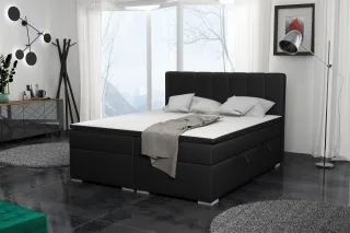 Boxspringbett Schlafzimmerbett LAURIN 140x200cm Kunstleder Soft Schwarz