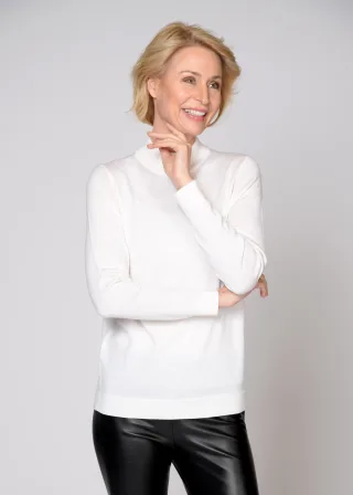 CLARINA - Stehbund-Pullover, 1/1 Arm,uni 104 offwhite - Gr. - 44