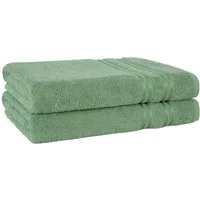 HAMMETEX Duschtuch 2er Set Badetücher 70x140 cm, 100% Baumwolle, Weich & Saugstark, Frottier (Set, 2-St), mit Bordüre, einfarbig, weich