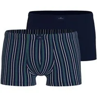 GÖTZBURG Retro Pants Edingburgh (2er Pack) gestreift, basic, kurz, eng, atmungsaktiv, mit Logo, Baumwollmix