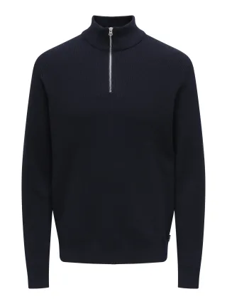 ONLY&SONS - ONSPHIL REG 12 STRUC HALF ZIP KNIT NOOS Dark Navy - Gr. - XXL