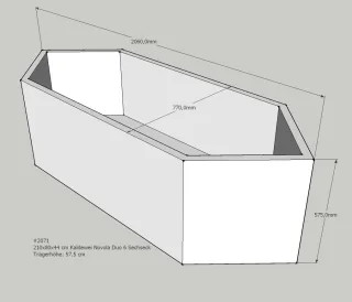 Neuesbad Wannenträger für Kaldewei Novola Duo 6/Star Nr. 210x80 Überlauf gegenüberliegend SW83203