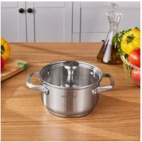 Karaca Kochtopf Karaca Elite Edelstahl-Induktions-Kochtopf mit Deckel, 16 cm, Silber