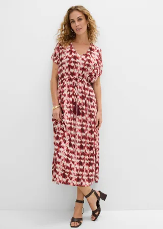 bonprix Maxikleid aus strukturierter Viskose, weiß, Gr.44, Maxikleid mit Binde-Detail, aus Viskose