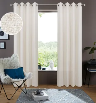 my home Gardine "Rudy" Ösen 2 Stk. tlg. Halbtransparent, Leinenlook, Polyester-Leinen-Mischung, 2er Set