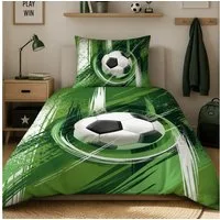 MTOnlinehandel Bettwäsche Fußball in 135x200 + 80x80 cm • Geschenkidee für Kinder, Mikrofaser, 2 teilig, Wende-Motiv • Fußball