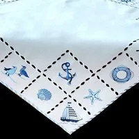Brilliant Mitteldecke Bestickt / Versch. Größen / Maritim / CY-5366-1M, Bestickt