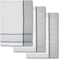 Dyckhoff Geschirrtuch HOME & KITCHEN, Maße je Tuch ca. 50x70 cm, aus 100% Baumwolle, (Set, 3-tlg), mit zwei verschiedenen Motiven