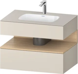 Duravit Qatego Einbauwaschtisch mit Konsolenwaschtischunterbau Natur Eiche & Taupe Matt & Supermatt  QA4785030830000