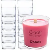 KONZEPT Kerzenhalter Kerzengläser 300 ml, Kerzen Gläser leer zum gießen, klein 9x8 cm (12 St., (Teelichthalter, Kerzengläser), Glasteelichthalter, Kerzenwindlicht, Vorspeisengläser, Dessertgläser