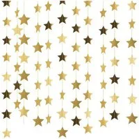 FOUORTUNATE-BEE Hängedekoration 6er Set Glitzer-Stern-Girlanden je 4 m in Gold (6 St), Hängende Stern-Deko für Geburtstag, Hochzeit & Party