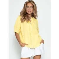 SASSYCLASSY Langarmbluse Kurzarmbluse für Damen aus Musselin Kurze Luftige Musselinbluse aus weicher Baumwolle Weiß Rosa Gelb Blau