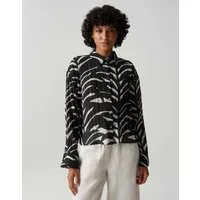 OPUS Langarmbluse FADENA LEAVES mit Crinkle-Print Perlmuttknöpfe setzen einen klaren Casual-Akzent