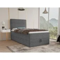 Sofnet Boxbett Mollo Mini (großer Bettkasten, Bonell-Matratze und Topper), Einzelbett, Polsterbett mit Kopfteil, Boxspringbett, Cordstoff